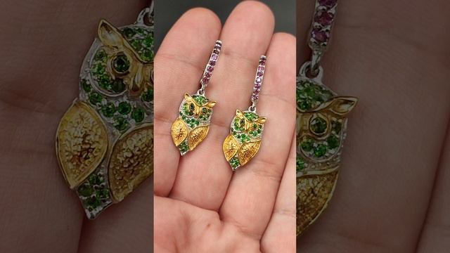 Природный хромдиопсид из России, родолит гранат из Африки в серебре 925 1000034400.mp4