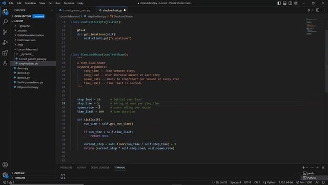 12. Locust performance testing tool - Step load configuration