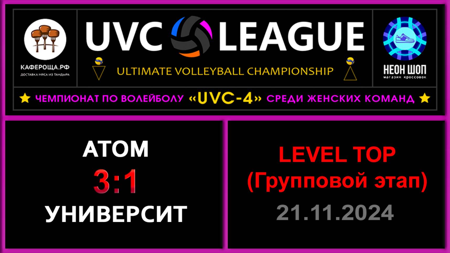 Атом - Университет, UVC-4 (Девушки) - LEVEL ТОР (Групповой этап)