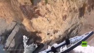 مروحية تنقذ رجلا عالقا على حافة جرف في سان فرانسيسكو