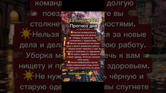 Прогноз дня на 23 ноября 2024