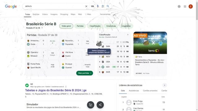 Santos Campeão Série B - Google - 16.11.2024