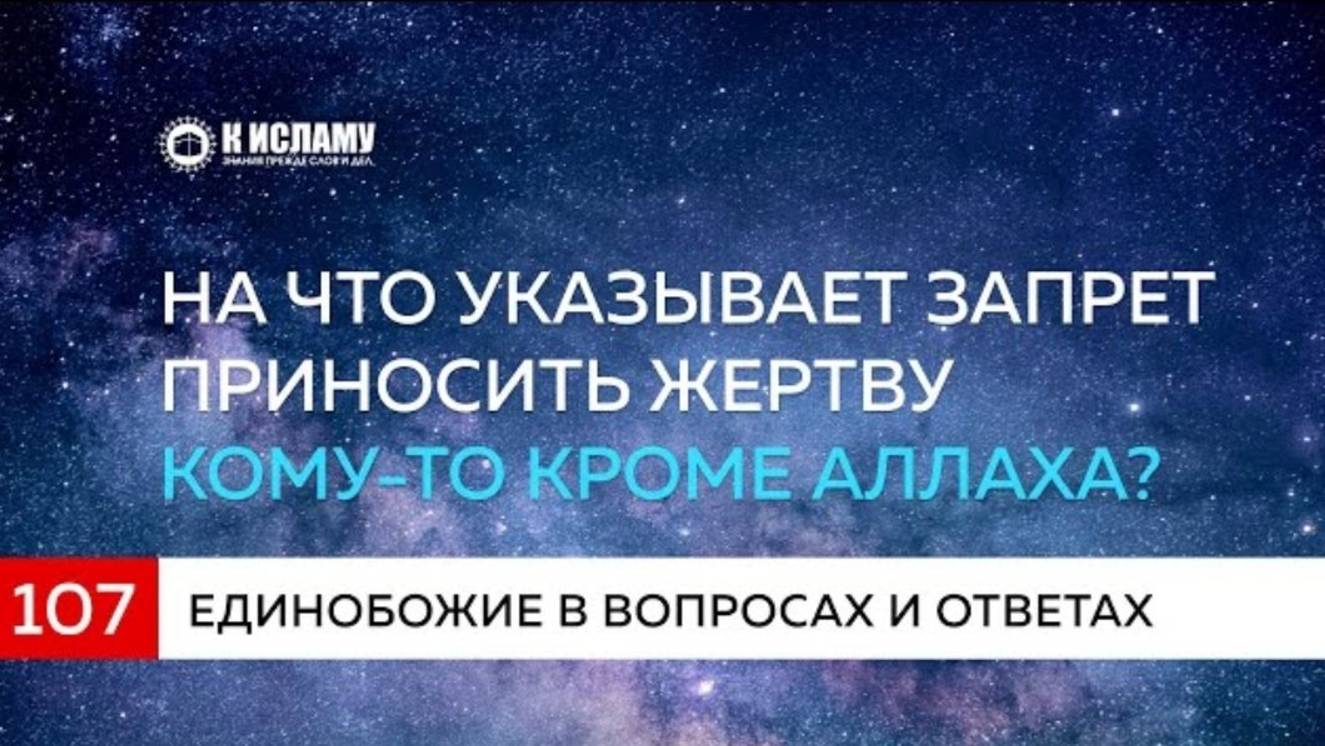 Глава 13. Вопрос 107 На что указывает запрет приносить жертву кому-то кроме Аллаха