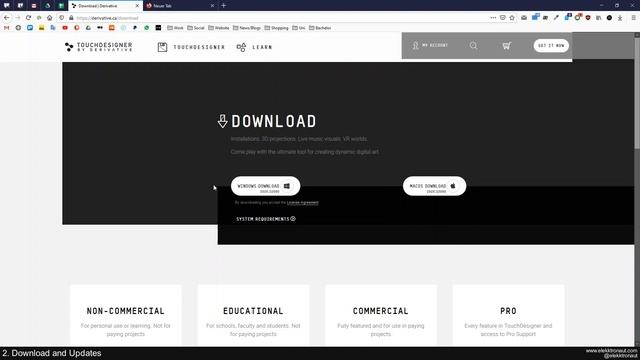 02 – Download and Updates – TouchDesigner Beginner Course