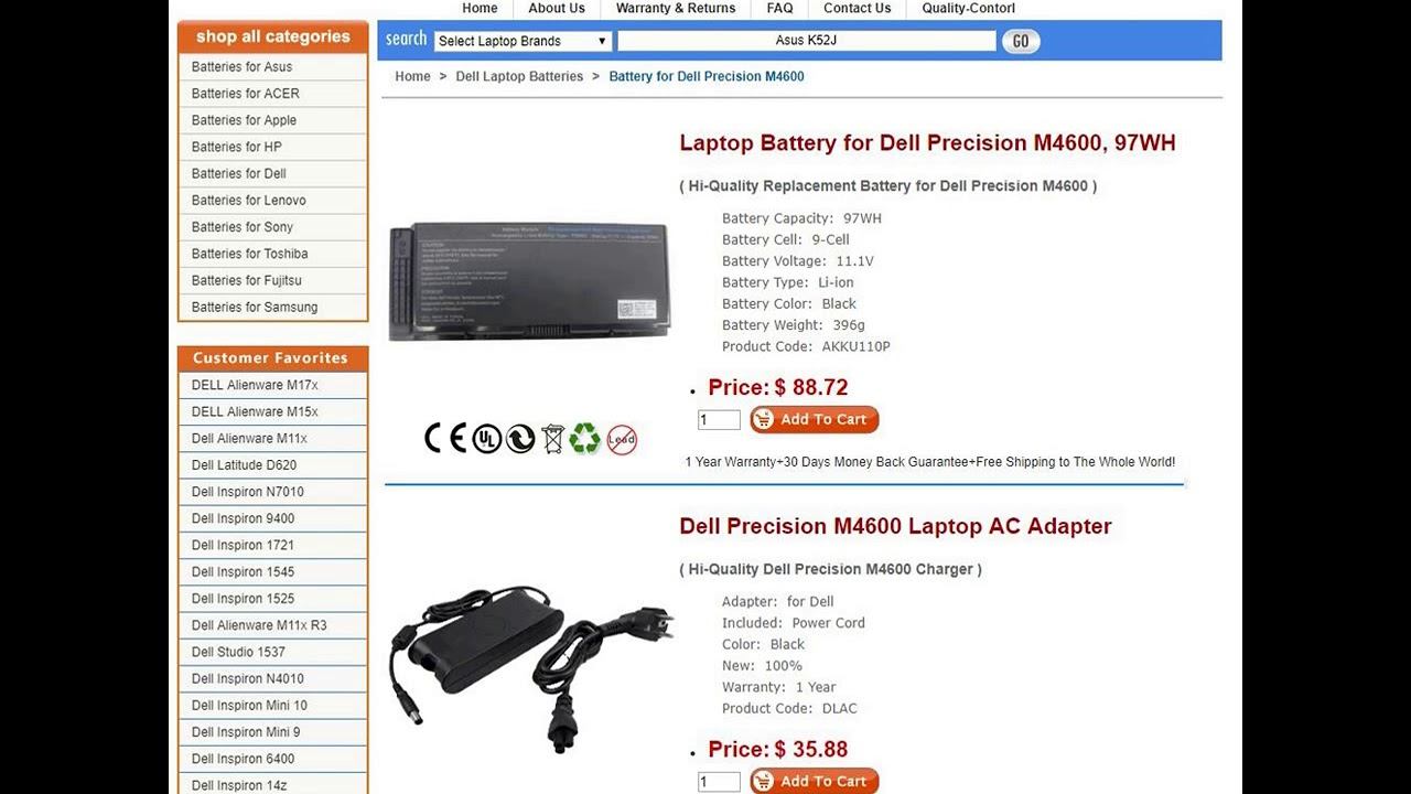 Laptop Battery for Dell Precision M4600