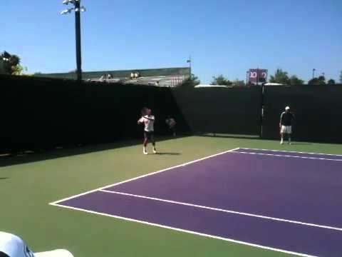 Roger Federer practising at the Sony Ericsson Open 2011
