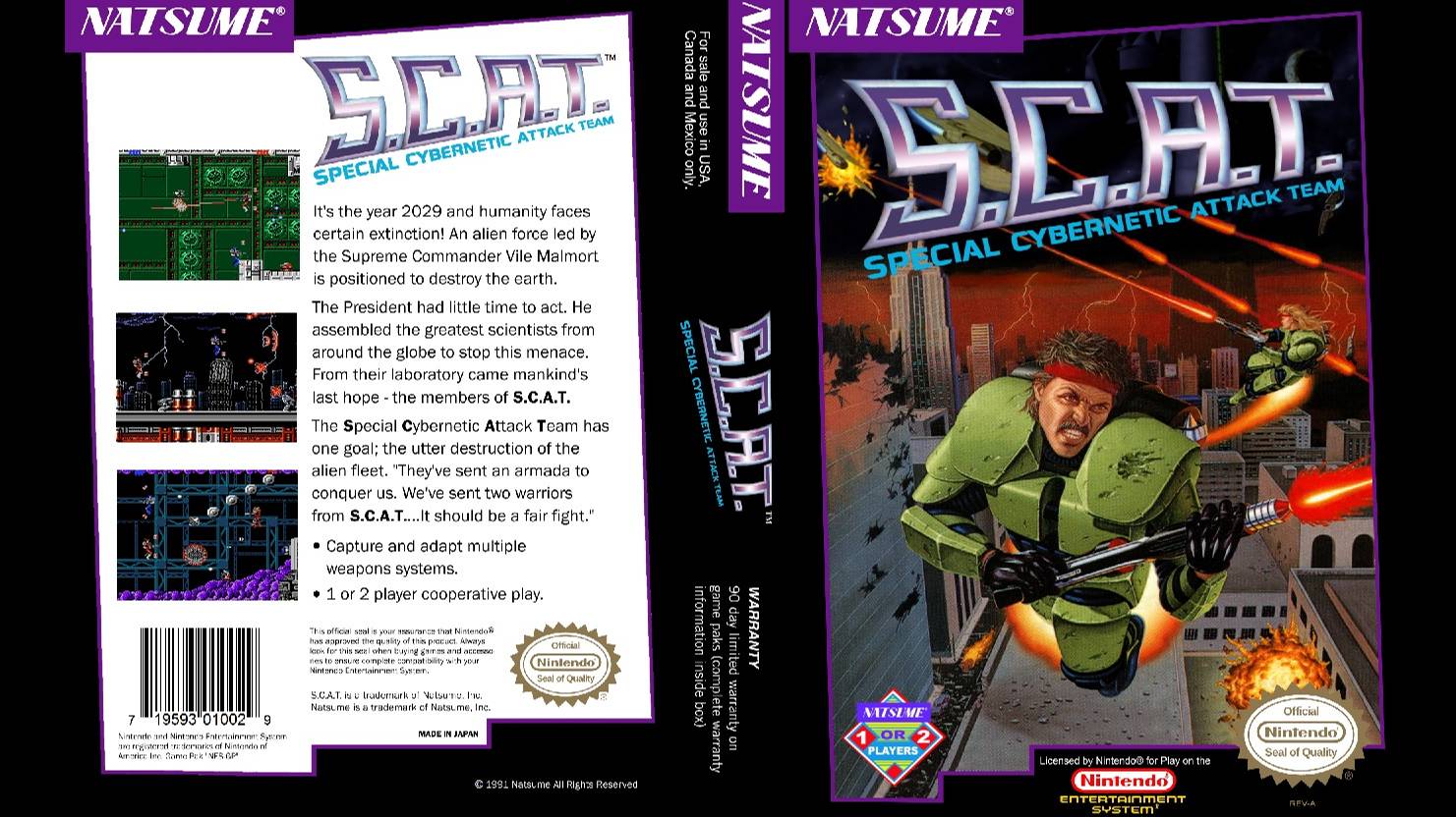 S.C.A.T. (Special Cybernetic Attack Team). NATSUME. 1991. NES