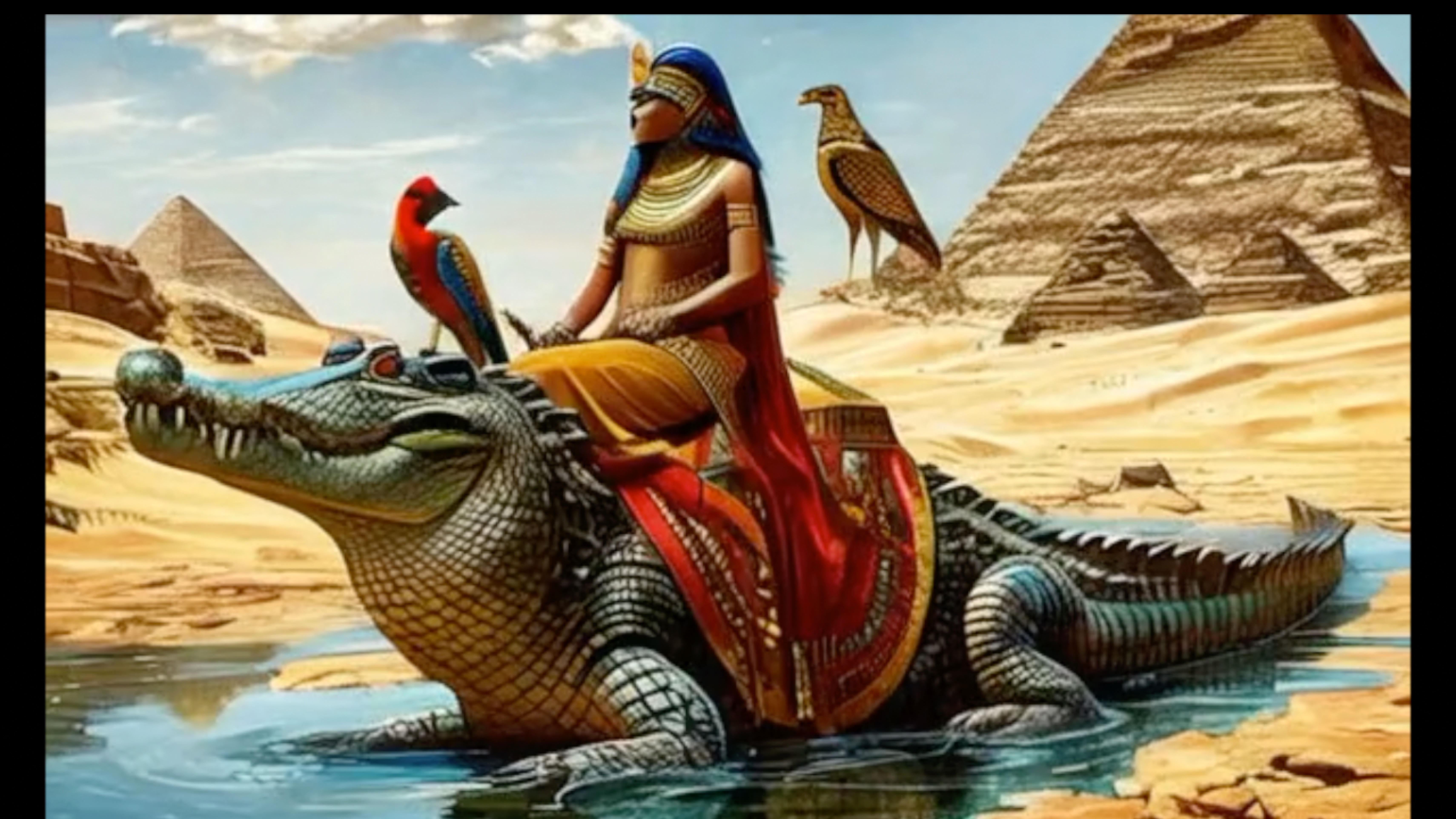 Pharaoh's daughter and crocodile