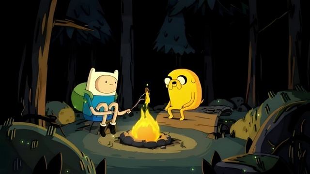 Джейк и Финн у Костра | Jake and Finn Camping | Adventure Time - Живые Обои
