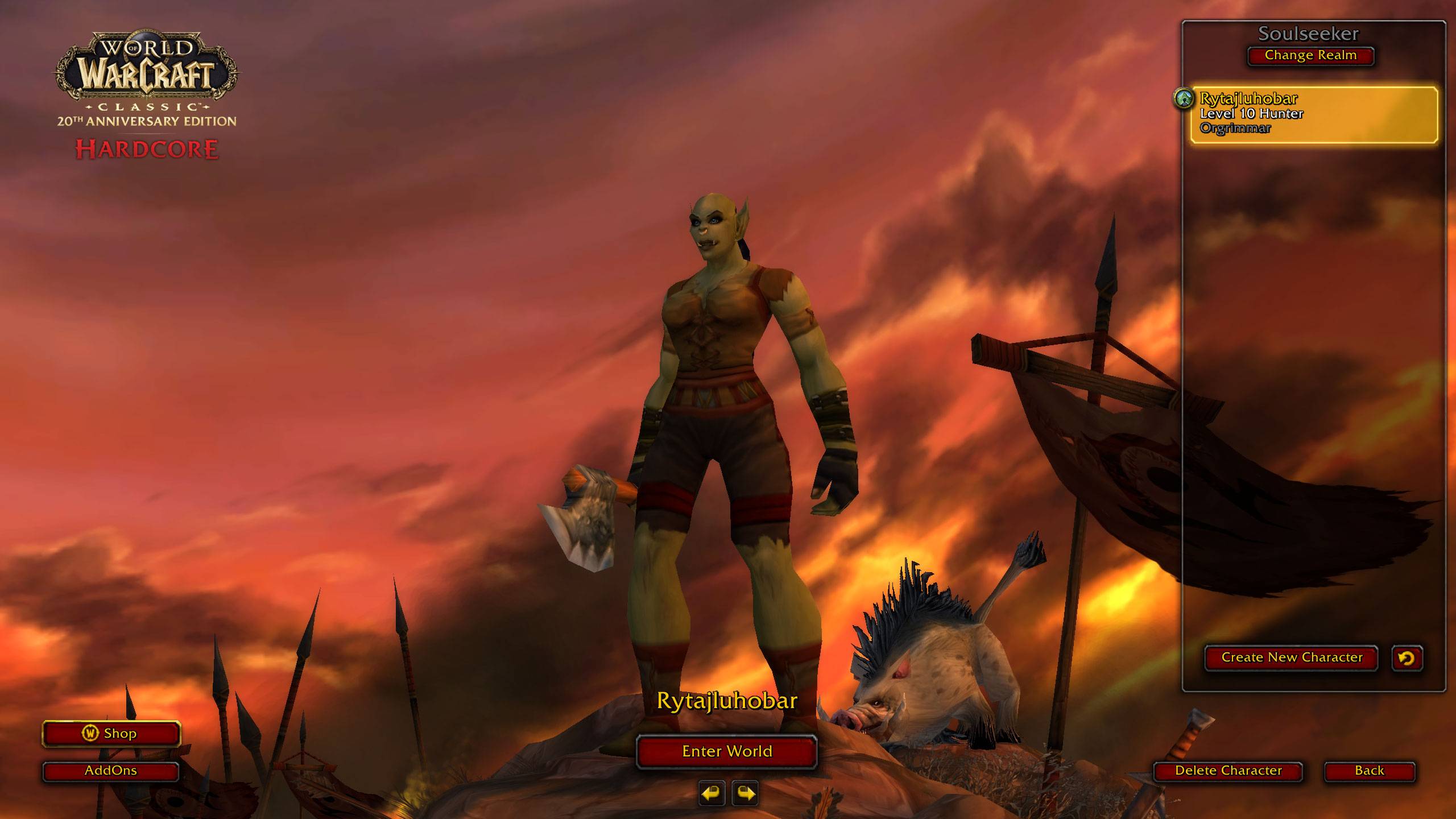 Solo-Self-Found Hardcore SOULSEEKER World of Warcraft classic 20th anniversary 26 lvl