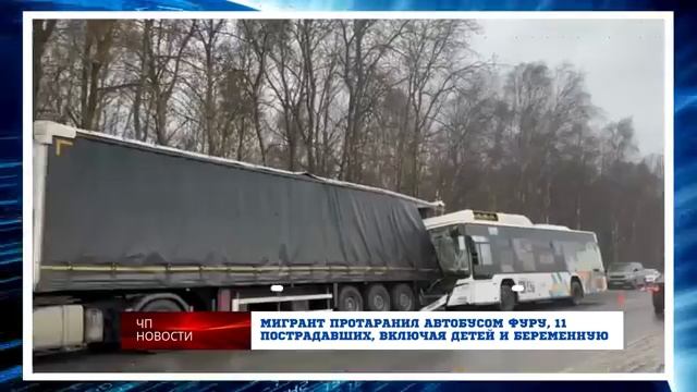 Мигрант протаранил автобусом фуру, 11 пострадавших, включая детей и беременную