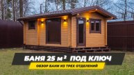 Обзор бани Ukko 6,4х3,9 (м) из клееного бруса 120х185 мм. Баня из трех помещений