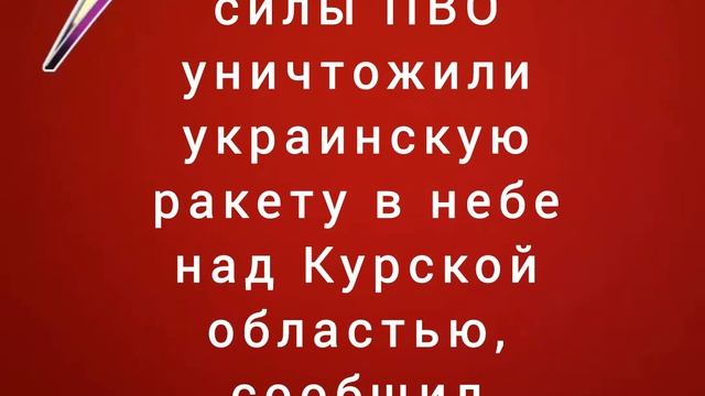 Российские силы ПВО уничтожили украинскую ракету в небе над Курской областью