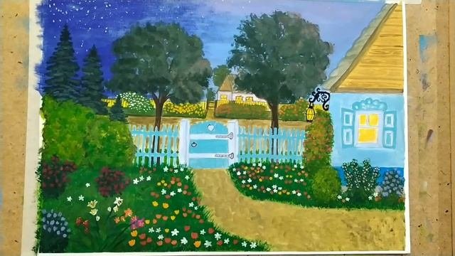 #Рисунок#Рисую#самоучкахудожник#гуашь#акрил#карандаш#портрет   Вечер в деревне