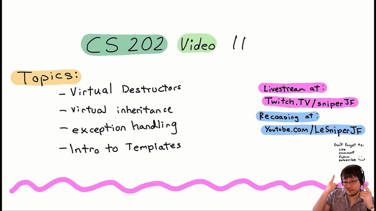 CS 202 1001 Computer Science II: Summer III 2020 Video 11 Livestream