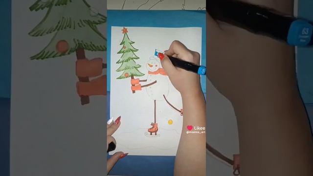 рисуем снеговика