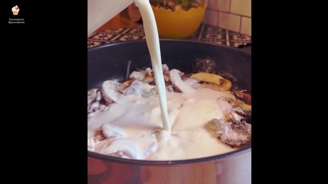 Макароны, сливки, шампиньоны, сыр. Вкусная запеканка. Кулинарное Вдохновение