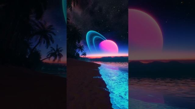 Bioluminescent Beach 🪐🌊#space #spaceart #animation #cinema4d #relaxingmusic