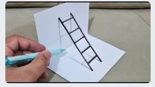 очень простое 3d рисование лестницы на бумаге для начинающих