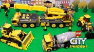 Lego Бульдозер, Бетономешалка, Самосвал, Кран, Тракторы. Мультики про машинки
