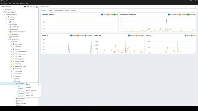 Работа с GUI pgAdmin 4