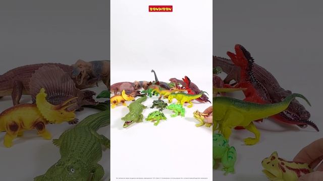 Набор игрушек фигурки животных Динозавры, Крокодилы, Лягушки #Shorts#bondibon#длядетей#развивающа