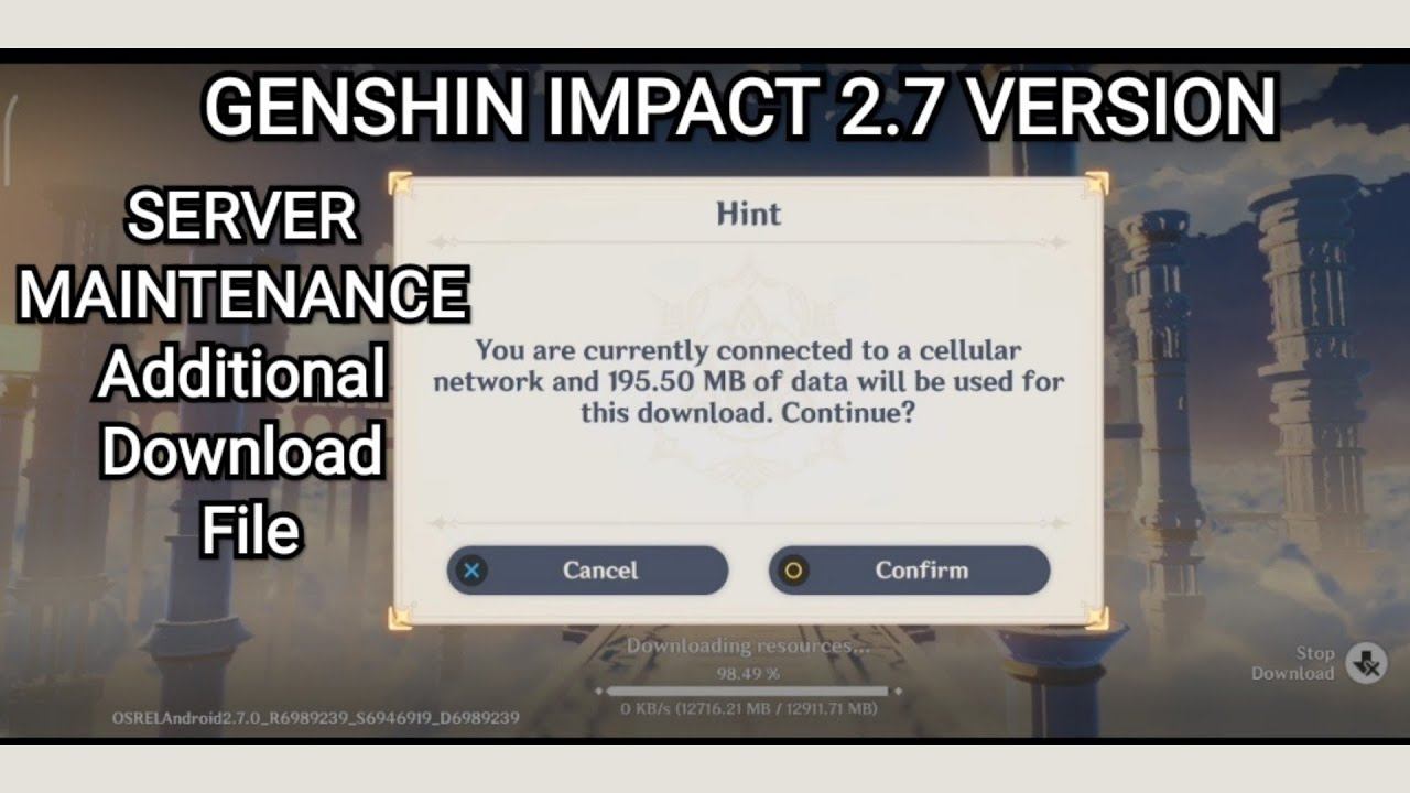 Another Additional File Download During Genshin Impact 2.7 Version Server Maintenance (Size 195Mb)