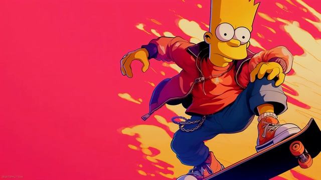 Барт Симпсон на Скейте | Bart Simpson Rides a Skateboard Hype Art - Живые Обои