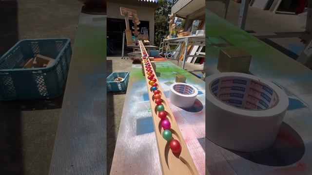 3m wooden rotating wave healing ASMR☆② #marbletrack
