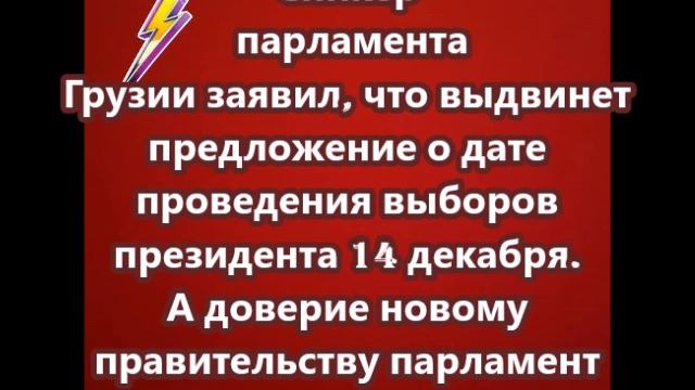 Спикер парламента Грузии заявил, что выдвинет предложение о дате проведения выборов президента 14 де