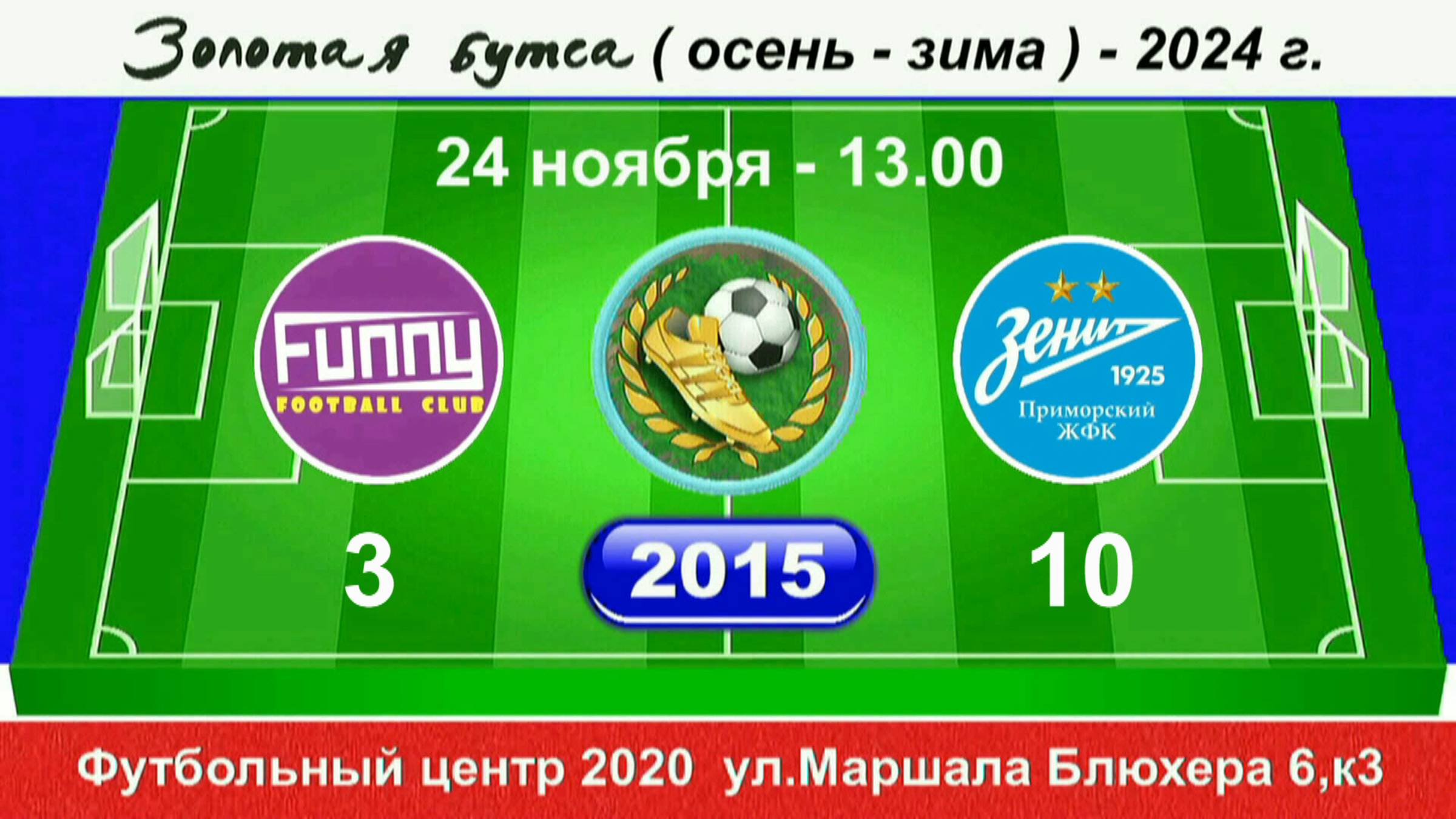 24 ноября 13-00, FUNNY -ЖФК Зенит-Прим.  2015 гр. Полная версия