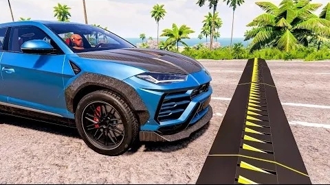 Аварии на высокой скорости с шипованной полосой #74 – BeamNG Drive