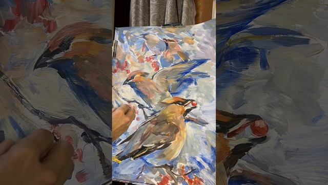 Рисуем свиристелей, день 71.