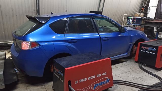 Контрольный замер на мощностном стенде Subaru WRX. С пересчетом на моторные силы.
