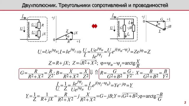 Лекция по электротехнике 4.1 - Двухполюсник. Треугольники сопротивлений и проводимостей