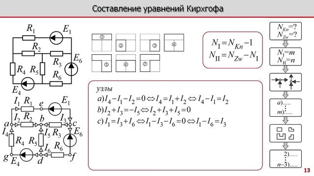 Лекция по электротехнике 2.5 - Составление уравнений Кирхгофа