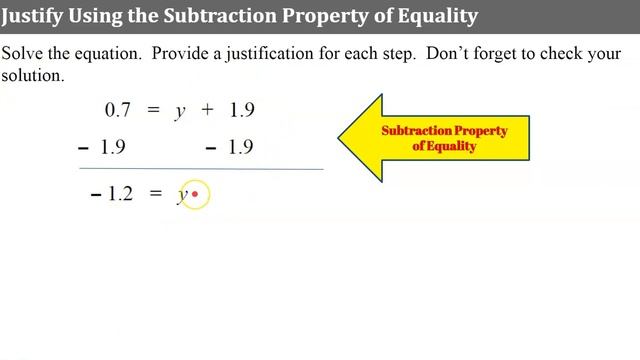 One Step Equations: Justify Using Properties of Equality  🖤