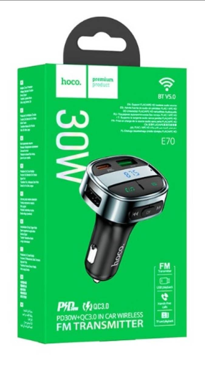 MP3 FM модулятор hoco E70 2 USB QC3.0/PD Bluetooth 5.0/Handsfree/microSD