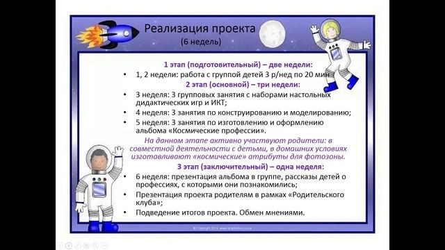 Презентация профориентированного проекта для старших дошкольников «Космические профессии»
