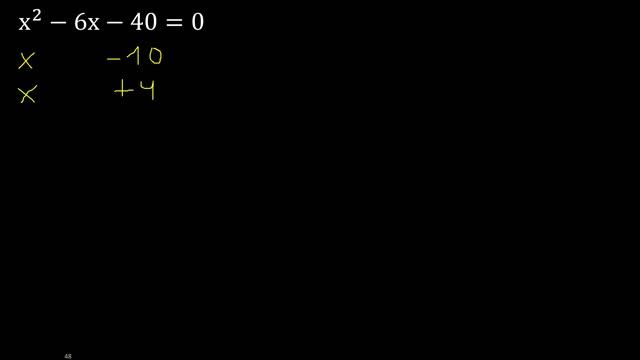 x^2-6x-40=0 ecuacion cuadratica , grado 2 , segundo grado , x2-6x-40=0 aspa simple metodo