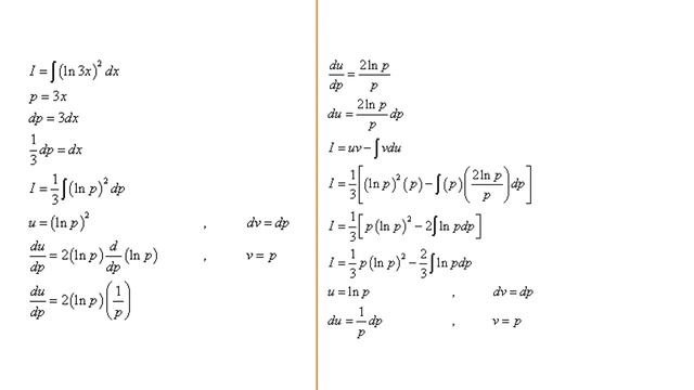 Integration by parts: (ln 3x)^2 dx