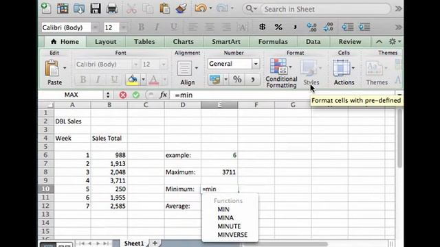 Calculate average, maximum, minimum, Excel 2010, Bangla
