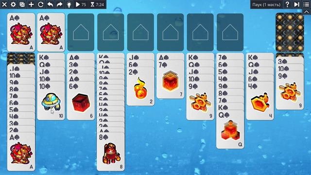Free Solitaire - Пасьянс Паук 1 масть (14м49с)