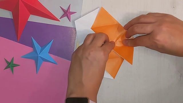 Звезда из бумаги. Объемные звездочки. Оригами звезда. Origami star.