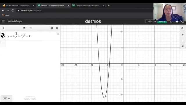 Expanding Vertex Form of a Parabola to Standard form