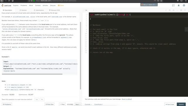 Unique Email Addresses Leetcode Solution