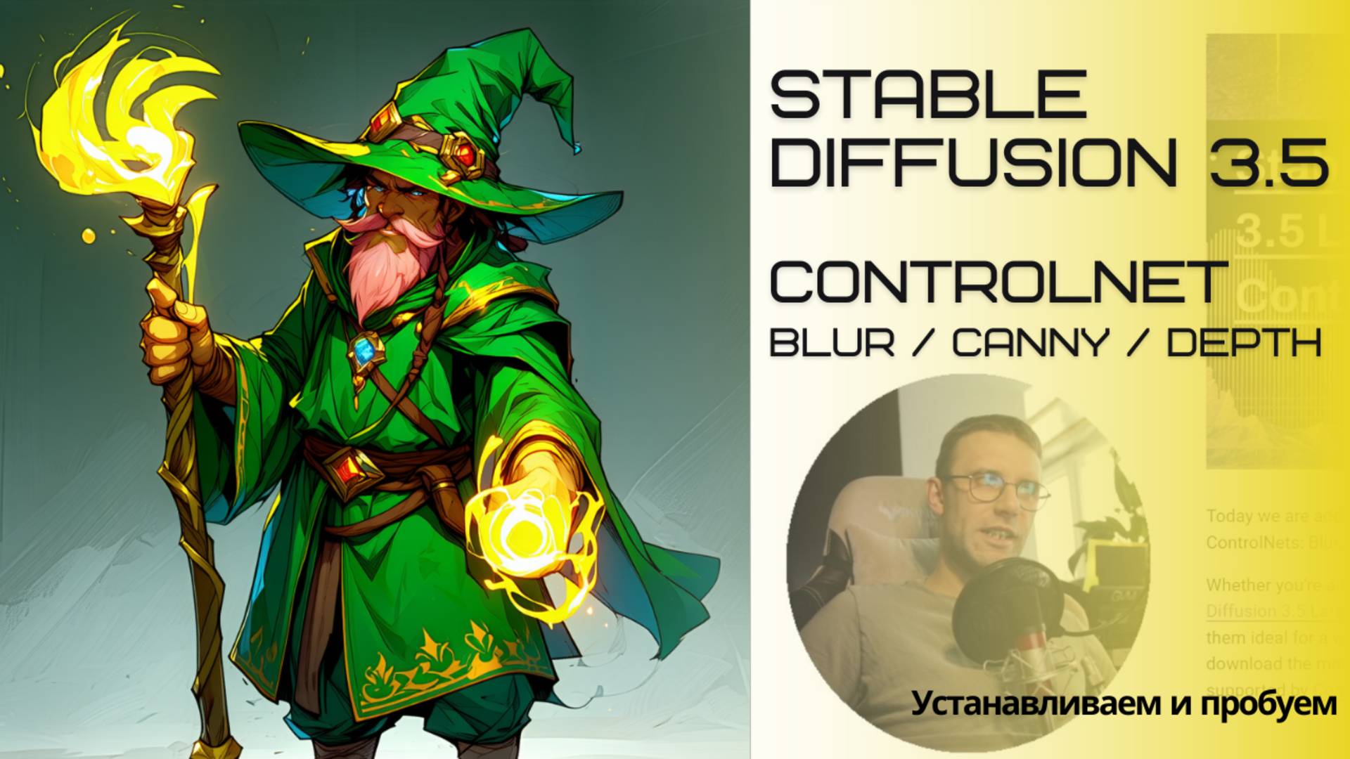 Stable Diffusion 3.5 ControlNet (Blur / Canny / Depth). Установка и первые впечатления. #нейросети