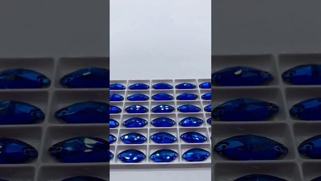 Стразы пришивные (камни) челнок, лодочка Navette 9*18mm Bermuda Blue 12 шт.
