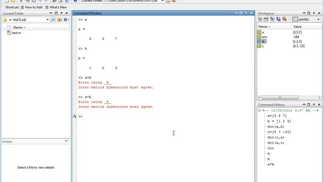 Matlab - Sect 25 - Calculating the Vector Dot Product and Cross Product