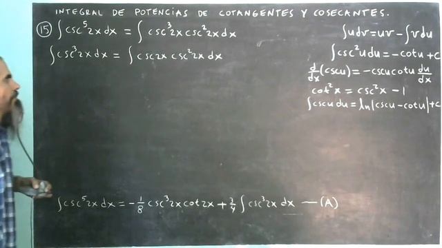 integral de potencias de cotangentes y cosecantes ejemplo 15